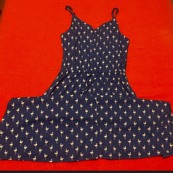 O’Neill blue and off white flamingos sun midi dress EUC - Picture 4 of 8